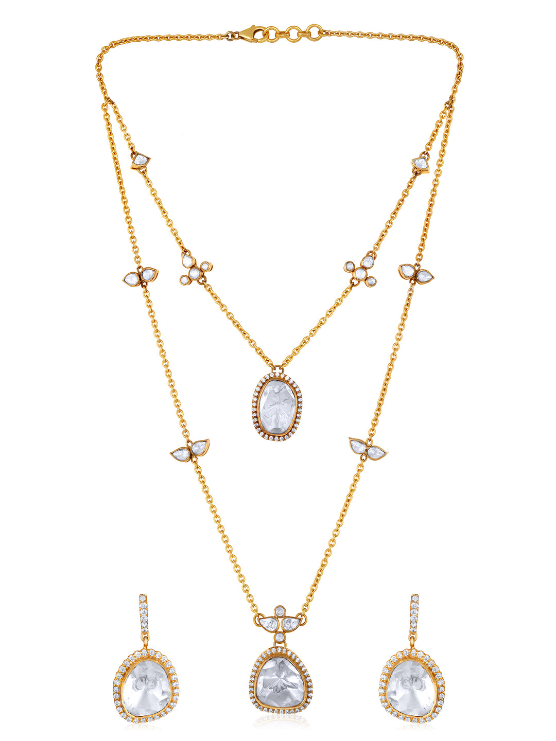 Ariva Moissanite Polki Necklace Set