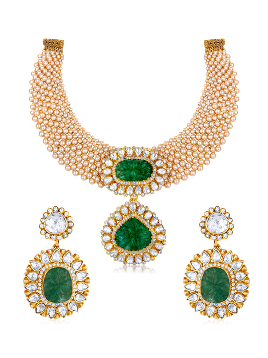 Azra Moissanite Polki Choker Necklace Set