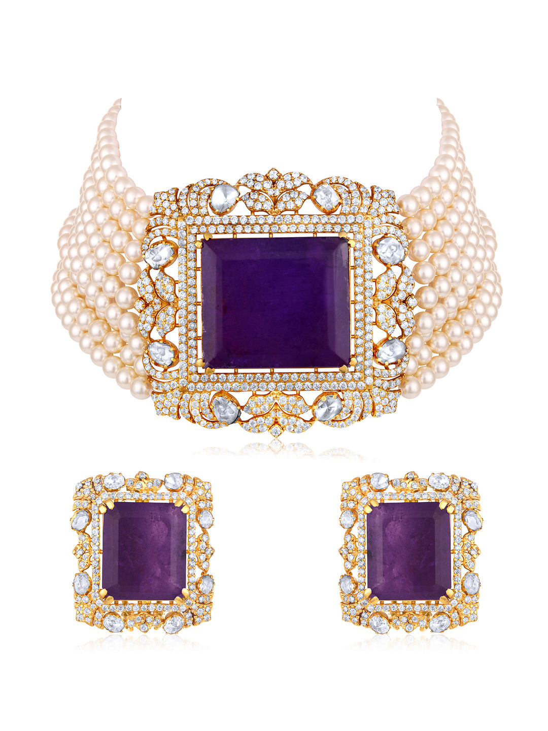 Rani Moissanite & Amethyst Choker Set