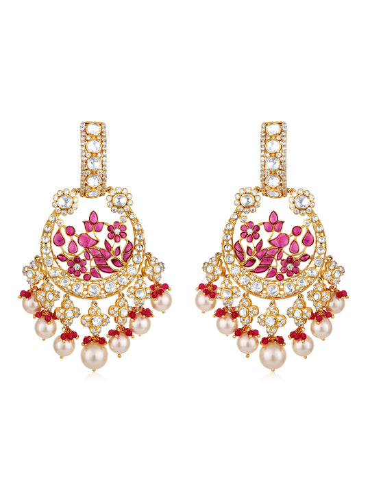 Zoya Moissanite Polki & Ruby Earrings