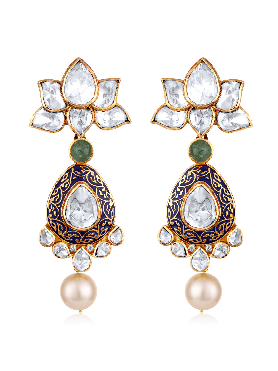 Meher Kundan Polki & Pearl Dangler Earrings