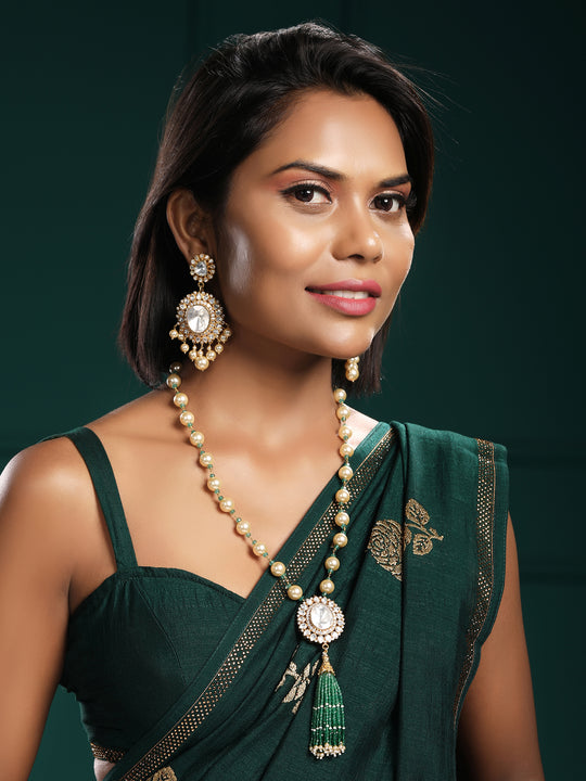 Shifa Moissanite Polki & Pearl Necklace Set