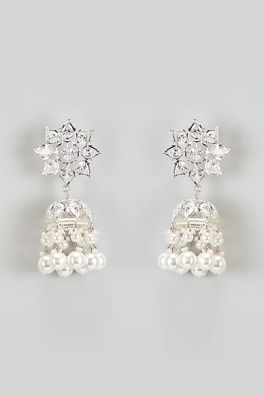 Nusrat Karanphool Earrings Silver Plating