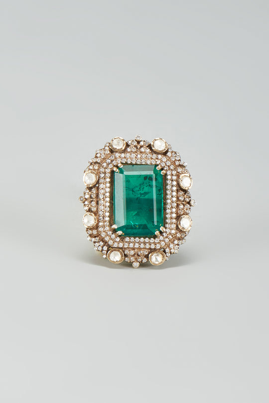 Zareen Green Polki Statement Ring