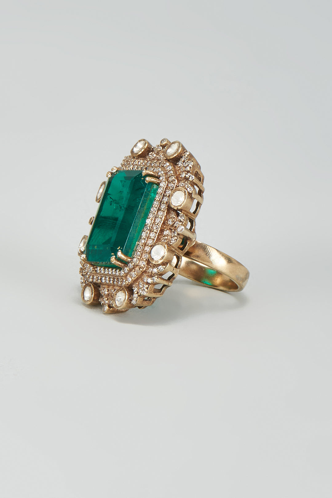 Zareen Green Polki Statement Ring