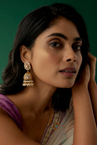 Ira Polki Pearl Jhumkas