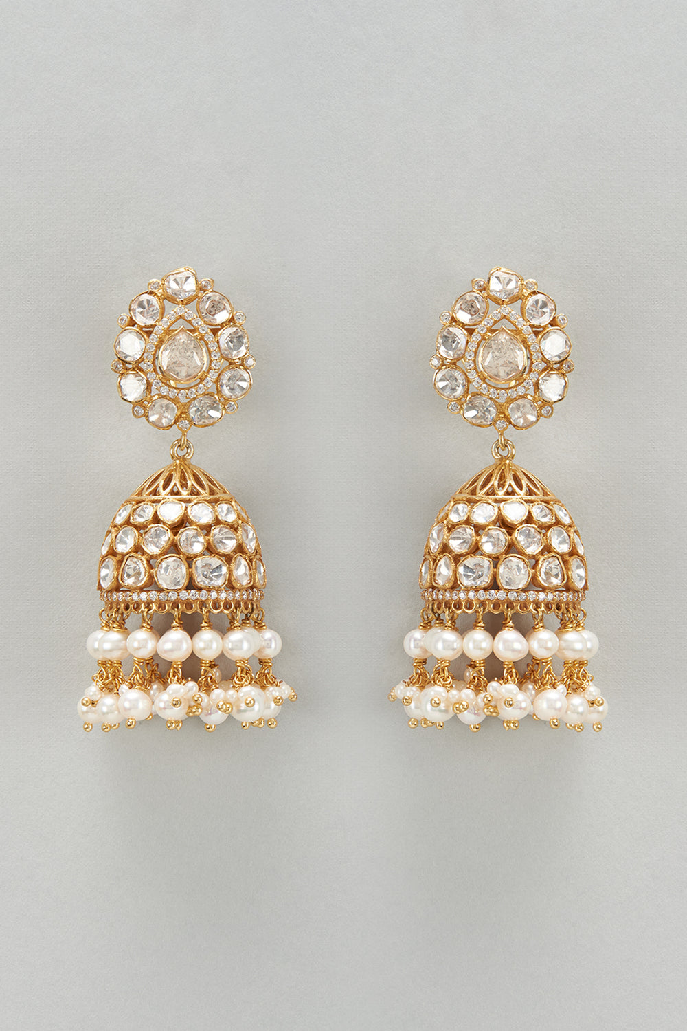 Ira Polki Pearl Jhumkas