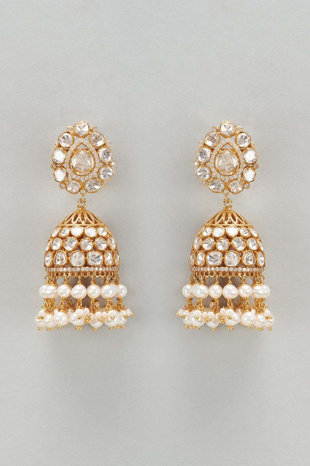 Ira Polki Pearl Jhumkas