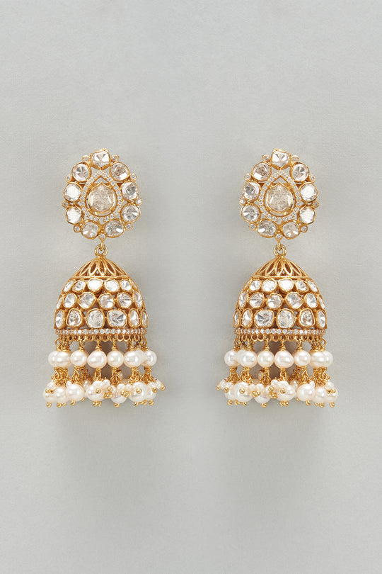 Ira Polki Pearl Jhumkas
