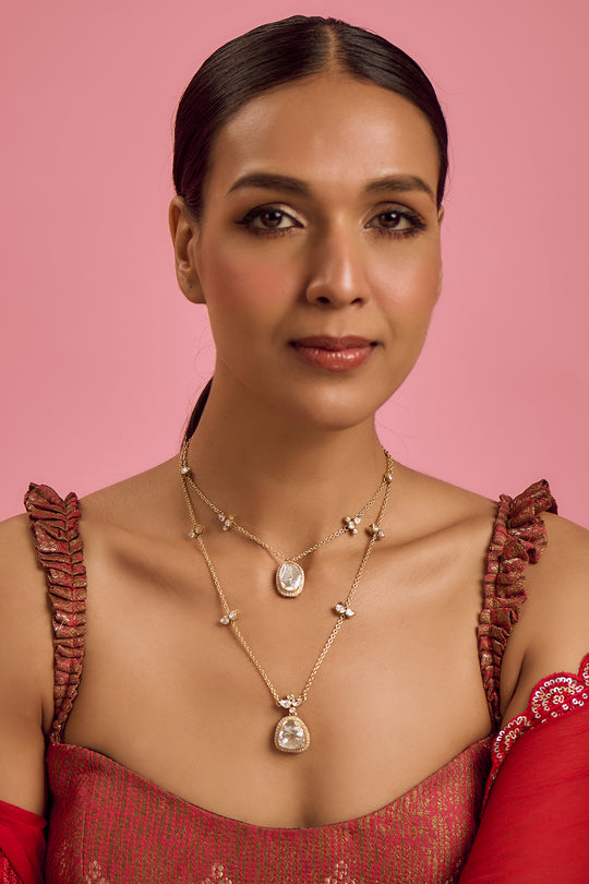 Avira Double-Layer Polki Necklace