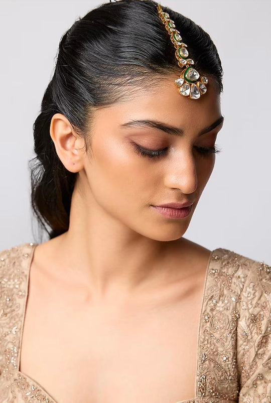 Aarika Green Polki Maangtikka